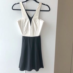 Michelle Mason Leather & Silk Mini Dress